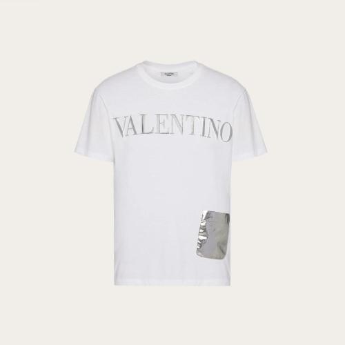  VALENTINO華倫天奴 22年秋冬 男士 短袖T恤 T-SHIRT A_VEC POCHE ARGENTéE LAMéE ET MOTIF V