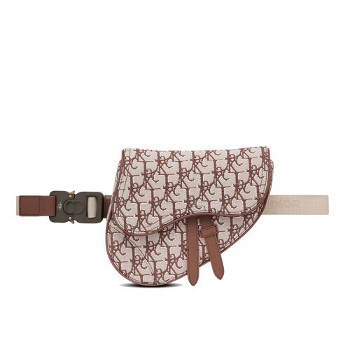 DIOR/迪奧 22新款SADDLE系列 CACTUS JACK聯名款男士迷你咖啡色提花面料翻蓋開合單肩斜挎包腰包馬鞍包1ADPO022JOD_H24E