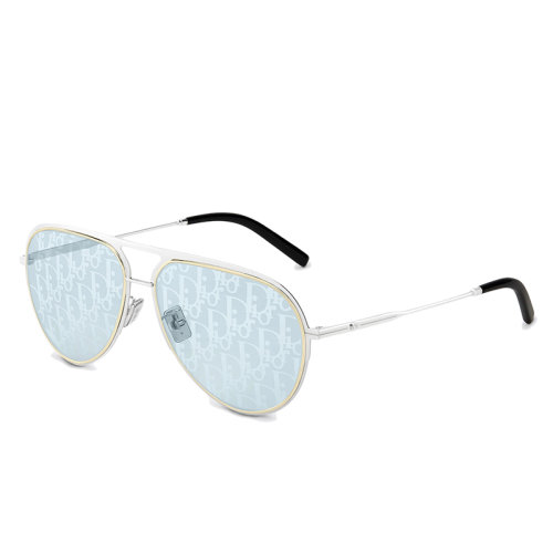 DIOR/迪奧 22年早春新款 DIORESSENTIAL A2U系列 男士藍色變色老花圖案鏡片銀色和金色金屬鏡框飛行員造型太陽鏡墨鏡ESTLA2UH_F0I8