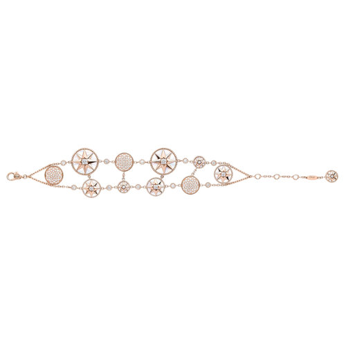 DIOR/迪奧 Rose des vents羅盤系列 18K金玫瑰金鑲嵌鉆和白色珍珠貝母風玫瑰羅盤手鏈 JRDV94024_0000