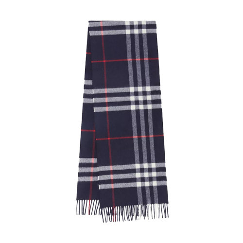 BURBERRY/博柏利新款 男女同款海軍藍經(jīng)典格紋羊絨流蘇圍巾80155421