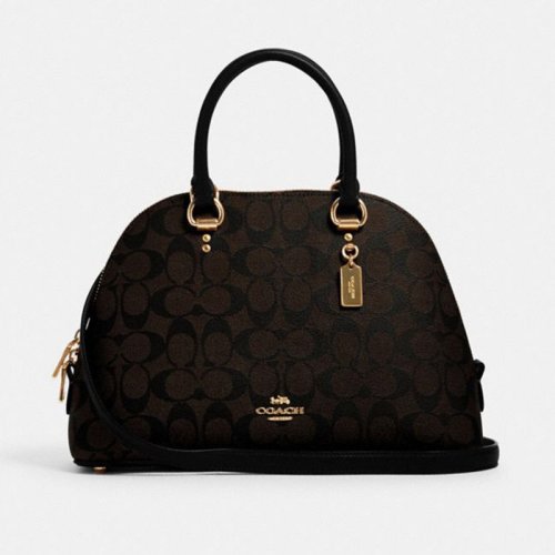 COACH 蔻馳  女士大號手提單肩斜挎貝殼包深棕色 2558 IMAA8