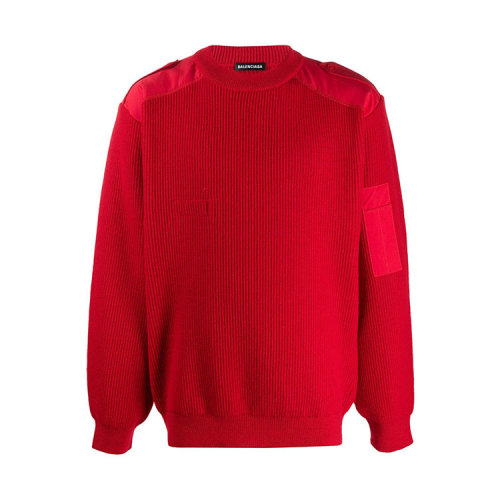 Balenciaga/巴黎世家  男裝 男士紅色羊毛時尚圓領(lǐng)秋冬針織衫/毛衣 606897T15546400