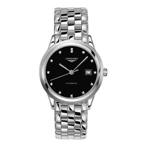 LONGINES/浪琴  軍旗系列鑲鉆款精鋼表殼表帶男士自動(dòng)機(jī)械腕表 38.5毫米