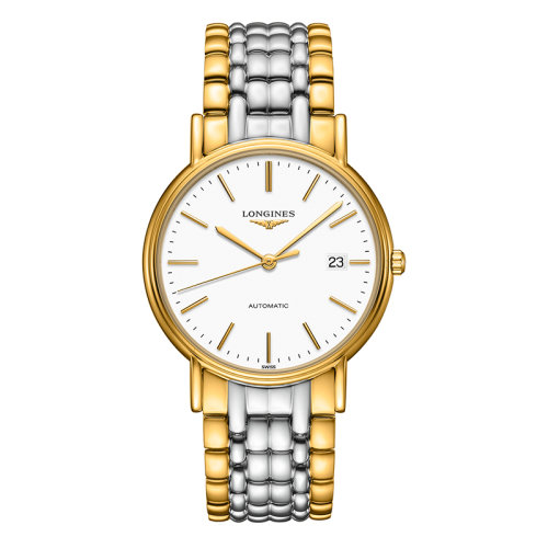 LONGINES/浪琴  時(shí)尚系列 自動(dòng)機(jī)械表白盤精鋼黃色PVD表帶男表38.5毫米L4.921.2.12.7