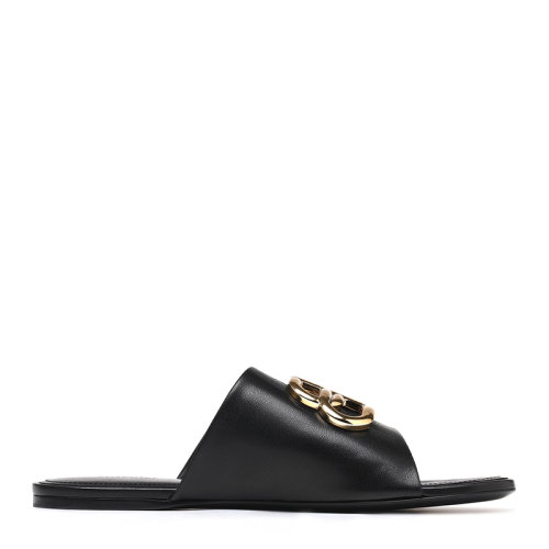 Balenciaga/巴黎世家金屬標(biāo)識羊皮革女士拖鞋涼拖630014WA8F9