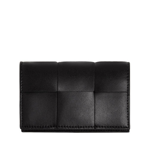 Bottega Veneta/葆蝶家 經(jīng)典款 男士黑色I(xiàn)ntreccio編織牛皮革卡包名片夾679849VBWD38803