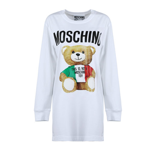 MOSCHINO/莫斯奇諾泰迪熊印花長袖棉質(zhì)女士連衣裙A070705401