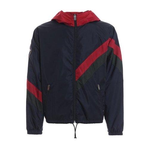 GUCCI/古馳  拉鏈  拼色 條紋裝飾 男士 連帽夾克 553284ZAAU6_4418