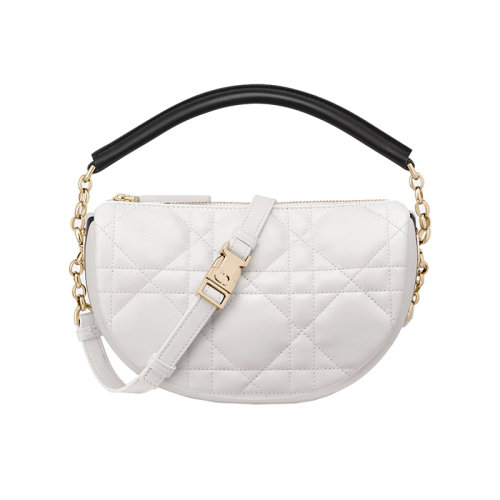 DIOR/迪奧 23新款 VIBE系列 女士小號白色小羊皮配黑色手柄包底飾有字母標(biāo)志拆卸調(diào)節(jié)肩帶手提肩背斜挎流浪包M7200ONOA_M879