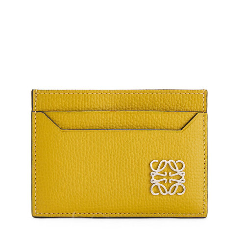 LOEWE/羅意威  女士黃褐色鵝卵石紋粒面小牛皮徽標(biāo)印花卡片夾0010593499
