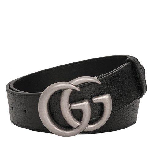 GUCCI/古馳 男士黑色牛皮雙G板扣商務(wù)休閑皮帶腰帶 寬4cm  406831-DJ20N-1000