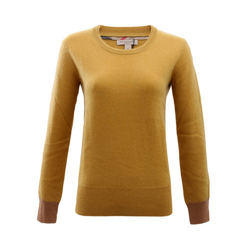 BURBERRY/博柏利 女士黃色棉質(zhì)圓領(lǐng)毛衣 3932755
