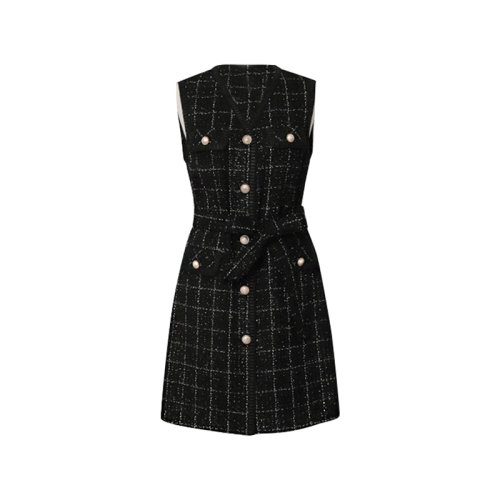 GeleiStory/GeleiStory   春夏新款小香經(jīng)典花呢馬甲連衣裙  女裝＞女士裙裝＞女士連衣裙