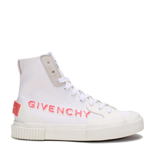 Givenchy/紀梵希 女士休閑運動鞋 女士LOGO刺繡織物高幫系帶休閑鞋運動鞋帆布鞋 BE0018E0SP