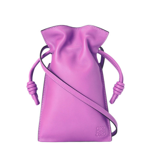 LOEWE/羅意威 Flamenco Pocket系列 女士亮紫色納帕小牛皮單肩斜挎手機(jī)包0010642759