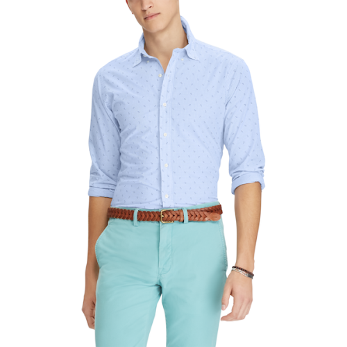 Polo Ralph Lauren/拉夫勞倫馬球 男士經(jīng)典款印船錨圖案修身長袖襯衣 420982