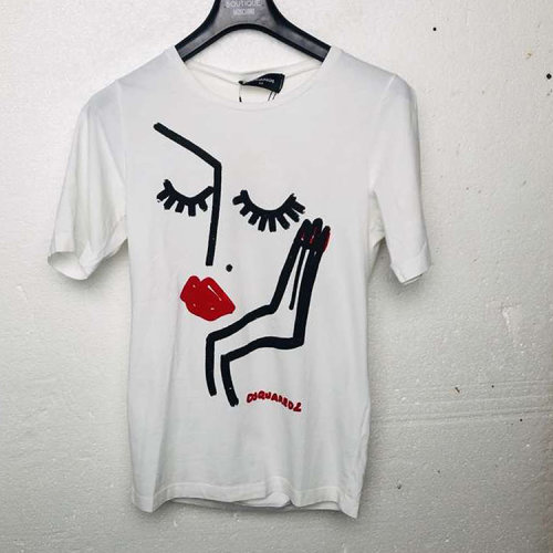 Dsquared2/D二次方 白色女士短袖T恤(瑕疵折扣）