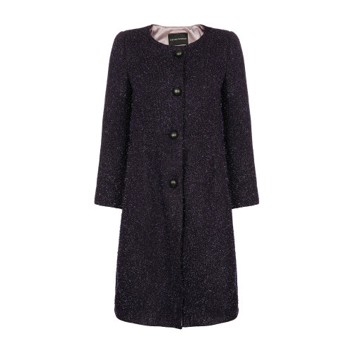 Emporio Armani/安普里奧阿瑪尼 紫色 女士亮閃織物收腰大衣 4NL07T-4M600-018 斷碼