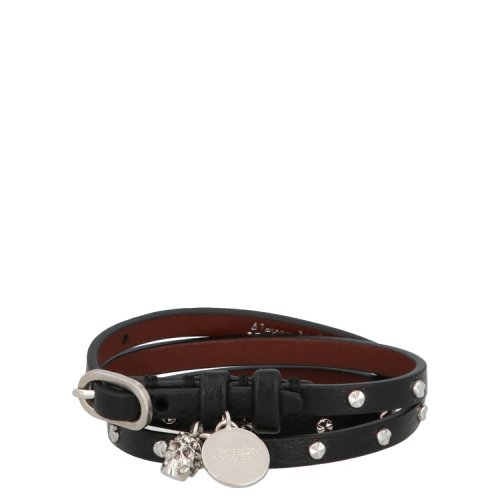 Alexander McQueen/亞歷山大麥昆 女士 黑色皮革時(shí)尚腰帶皮帶 5511561ACPI1000