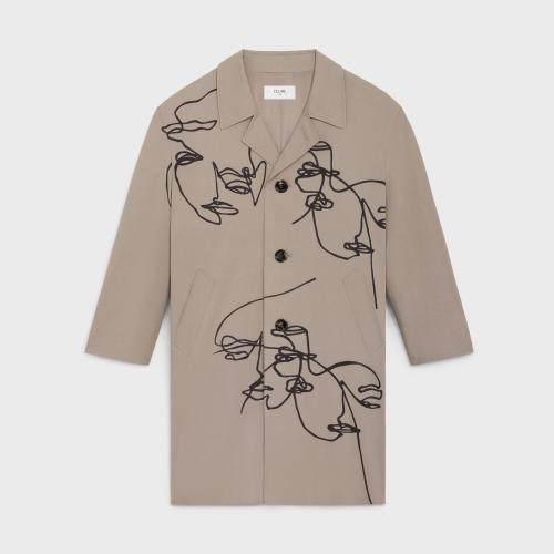  CELINE賽琳思琳 22年秋冬 男士 短袖襯衫 藝術(shù)家印花華達(dá)呢棉質(zhì)MAC外套 2M822460Q.17AN