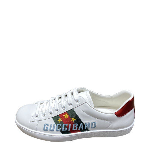 GUCCI/古馳 男鞋 小白鞋 星星紅綠條紋織帶裝飾 男士白色皮質(zhì)休閑運動鞋 6036930FIl09069