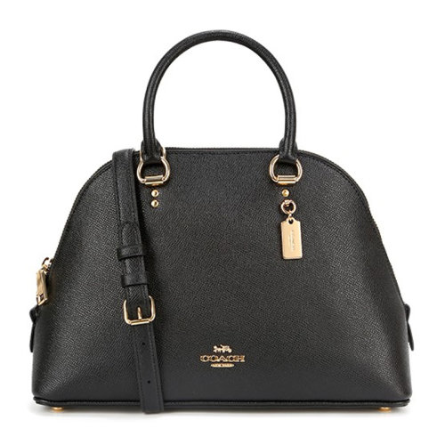 COACH/蔻馳【奧萊款】Katy Satchel系列女士純色橫紋皮革經(jīng)典字母馬車徽標(biāo)裝飾拉鏈開合單肩包斜挎包手提包貝殼包女包 F2553 多色可選