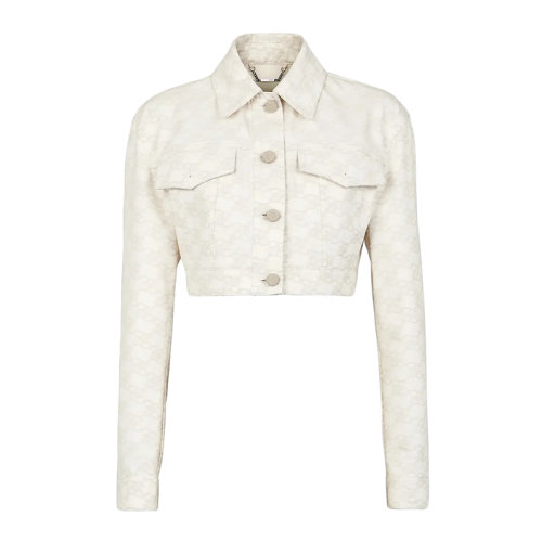 FENDI/芬迪  女士白色棉質(zhì)牛仔短夾克FLF655AGUEF1ENO