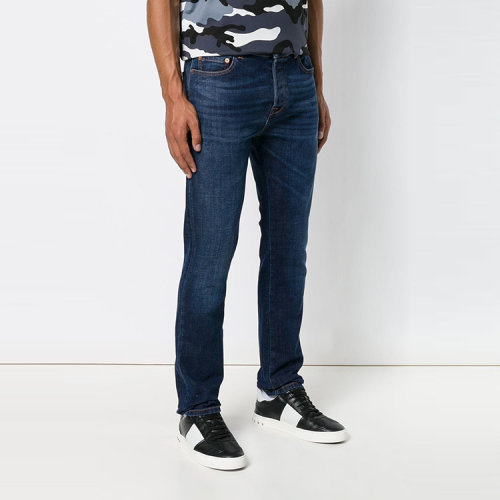 Valentino/華倫天奴 18年秋冬 高腰 男性 直筒 水洗 男士牛仔褲 QV3DEK2J KHQ 598