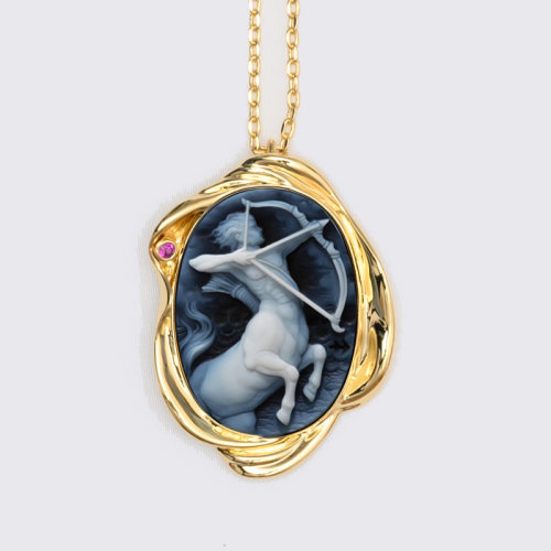 吊墜【2021新款星座】 shiyu/十玉藝術(shù)珠寶 射手座 [全球限量20枚] 一體雙色縞瑪瑙 黃道十二宮 十玉