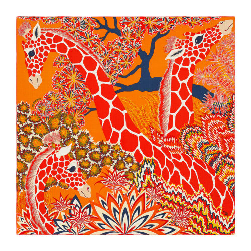 HERMES/愛(ài)馬仕 女士拼色羊絨混紡真絲美惠三女神印花手工卷邊斜紋方巾絲巾圍巾披肩 H243441S 多色可選