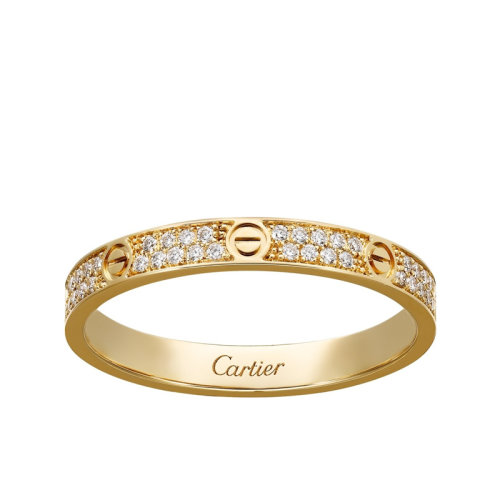 CARTIER/卡地亞 經(jīng)典款LOVE 18K金黃金鉆石戒指 鑲嵌72顆鉆石 小號(hào)款  B4218000