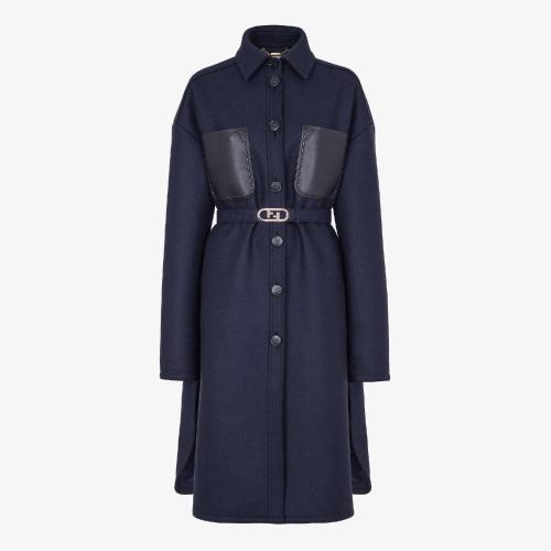  FENDI芬迪 22年春夏 女士 大衣 藍(lán)色羊毛外套 FF8853AJ0KF1FLH