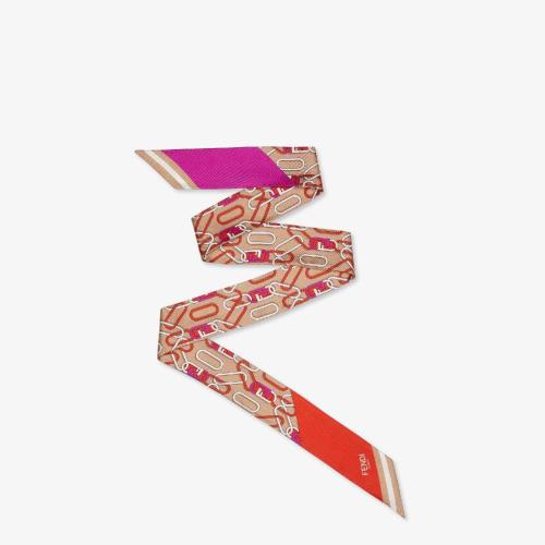  FENDI芬迪 22年春夏 女士 發(fā)帶 淺棕色桑蠶絲綁帶 FXT011AIXBF0H1N