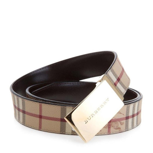 BURBERRY/博柏利 女士 配飾 卡其色格紋字母LOGO腰帶 女士腰帶 3742237
