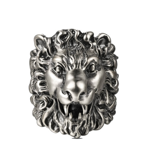GUCCI/古馳  銀色金屬飾面獅頭戒指398601I46018111