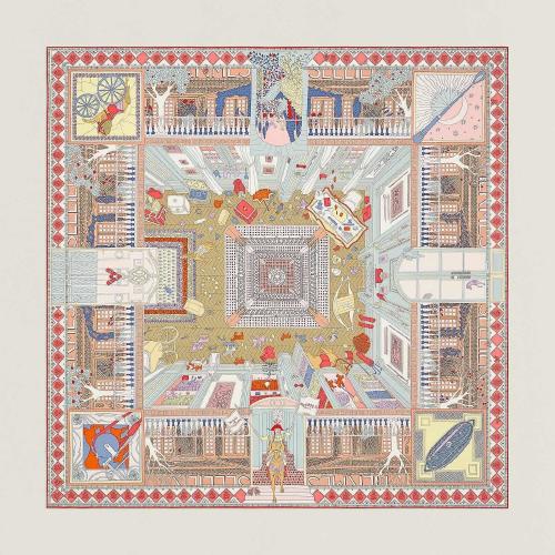  HERMES愛馬仕 22年秋冬 女士 圍巾 Carre 90 Objets de Curiosite H003757S 07
