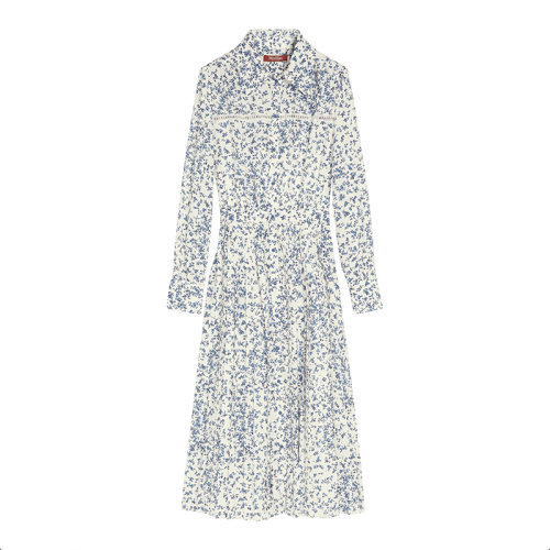 MaxMara/麥絲瑪拉 22年早春新款 ZAZA系列 女士白色滌綸面料碎花印花襯衫連衣裙6231012706001