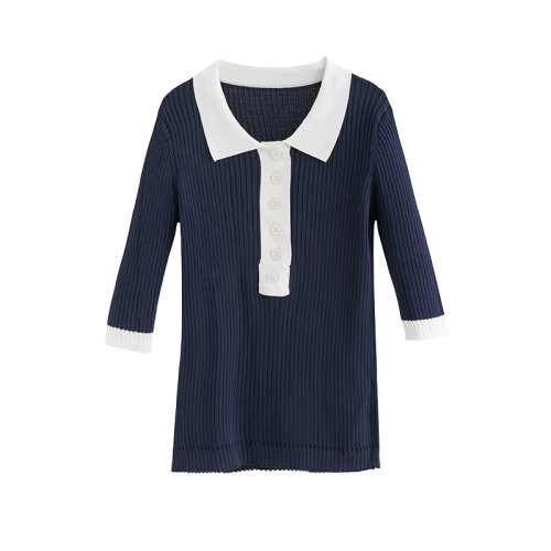 GeleiStory/GeleiStory 夏季新款針織衫短袖女t恤顯瘦polo領(lǐng)短款上衣套裝 女裝＞女士套裝＞女士其他套裝