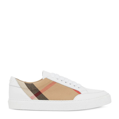 BURBERRY/博柏利 【20春夏新款】SS20早春款 女士白色House格紋拼皮革運動鞋休閑鞋低幫板鞋女鞋 8024326