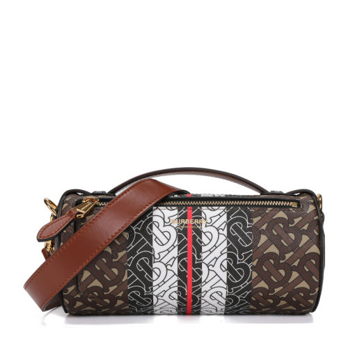 BURBERRY/博柏利男女通用馬鞍棕專屬標(biāo)識條紋圓筒包斜挎包其它8020170