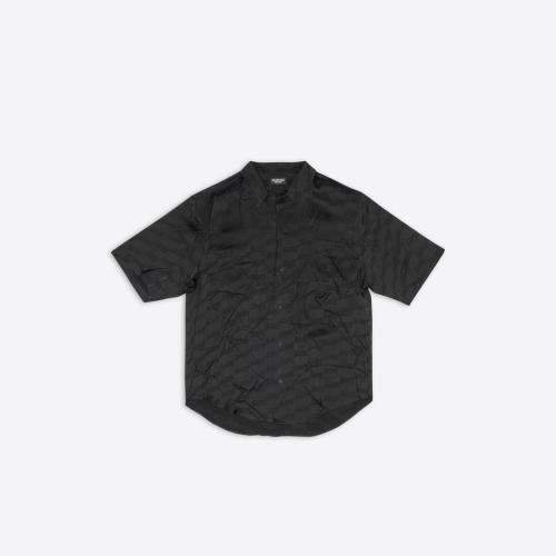  BALENCIAGA巴黎世家 22年秋冬 男士 短袖襯衫 Mens Bb Monogram Minimal Short Sleeve Shirt