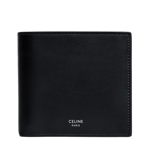 CELINE/賽琳 經(jīng)典款 男士黑色光滑小牛皮雙折短款錢包10B653BGO.38SI