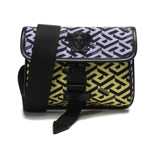 VERSACE/范思哲 【22年新款】 男士織物美杜莎板飾胸包斜挎包腰包 1000727 1A02662