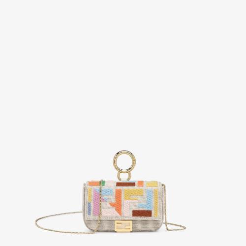  FENDI芬迪 22年春夏 女士 掛飾 米色帆布吊飾 7AR844AB08F1AQK