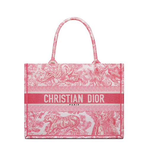 DIOR/迪奧 22春夏新款BOOK TOTE系列 女士小號(hào)牡丹粉色茹伊印花刺繡織物手提托特包M1296ZTDT_M75E