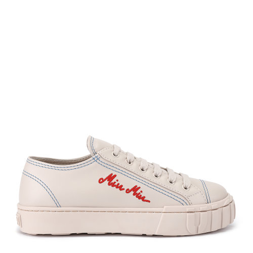 MiuMiu/繆繆 裸色 女士Miu Miu標(biāo)飾橡膠底運(yùn)動(dòng)鞋 5E970C_3AVF_F0ZR4_F_005
