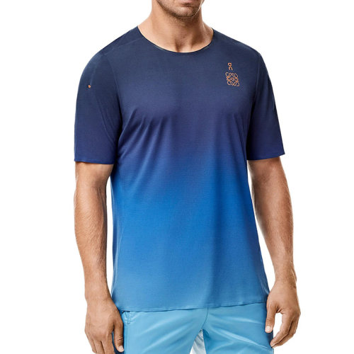 LOEWE/羅意威 22年春夏新款 Performance-T系列 男士漸變藍(lán)色滌綸網(wǎng)眼織物快干短袖運(yùn)動(dòng)T恤H929Y22X01-6227