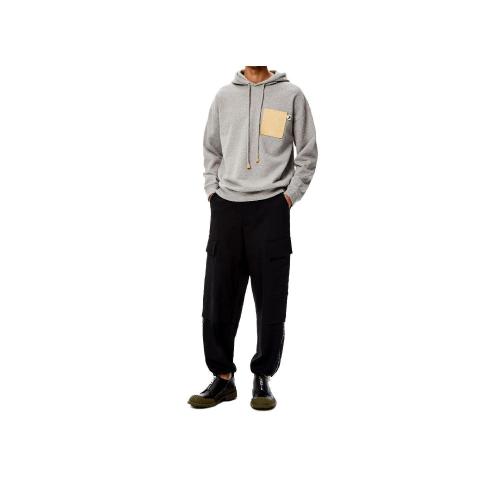  LOEWE羅意威 22年秋冬 男士 衛(wèi)衣 Anagram leather patch hoodie in cotton H526Y25J12-1120