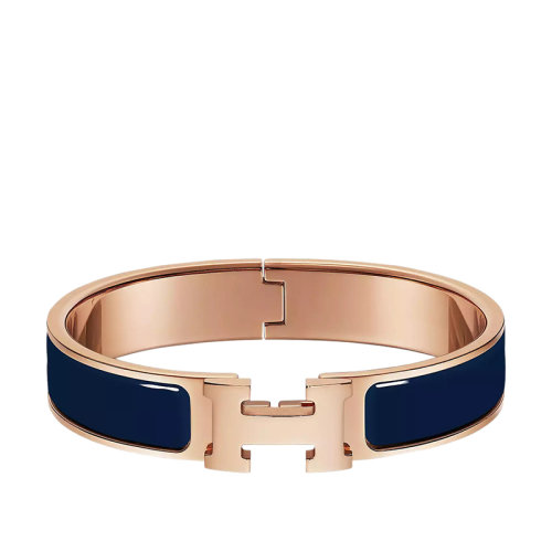 HERMES/愛馬仕 經(jīng)典款Clic H系列 深淵藍(lán)琺瑯鍍玫瑰金飾面H標(biāo)識(shí)手鐲H700001FO4Z